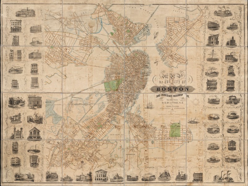 1852. Map of the city of Boston and immediate neighborhood : from original surveys￼